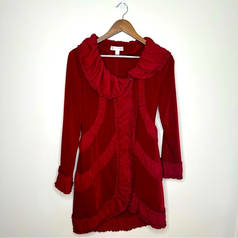 Boo Radley Ruby Red Western Shacket Top Size 6